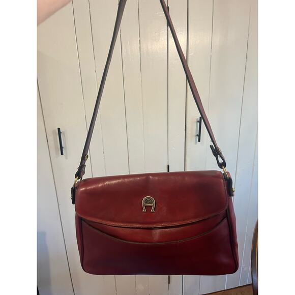 Etienne aigner vintage red leather handbag old money classic elegant purse - Picture 3 of 8